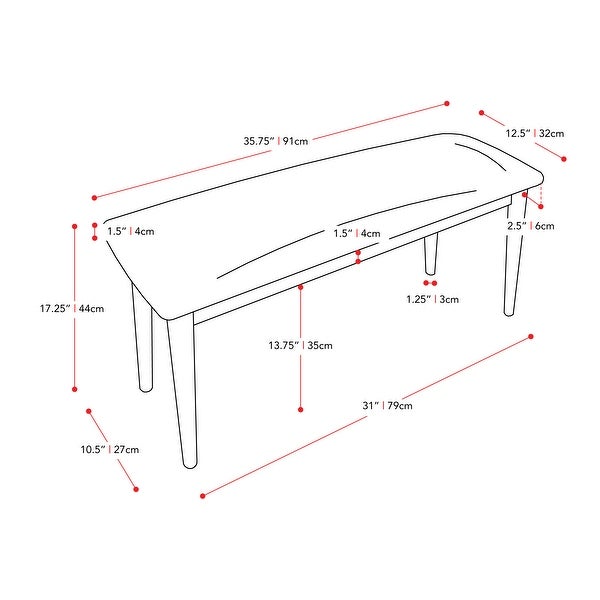 CorLiving Branson Dining Bench with Brown Tweed Cushion