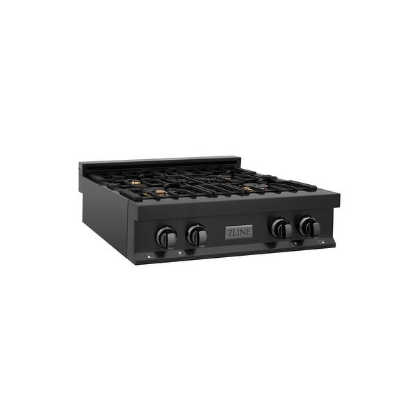 ZLINE Porcelain Stovetop in Black Stainless Steel - Gas Brass Burners