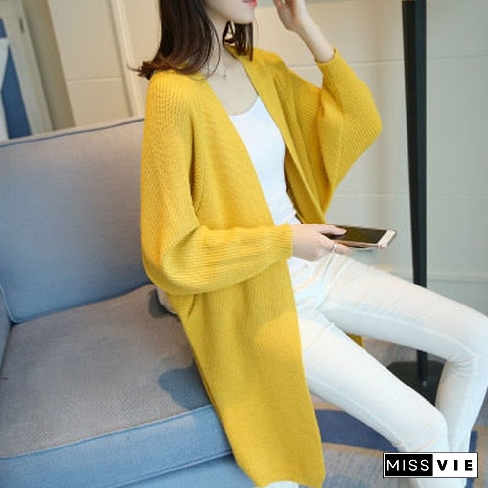 Long Cardigan Women Sweater Autumn Winter Bat Sleeve Knitted Sweater Plus Size Jacket Loose Ladies Sweaters Cardigans 3Xl