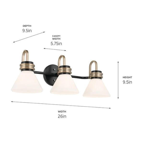 Kichler Lighting Farum 26 in. 3-Light Black with Champagne Bronze Vanity Light