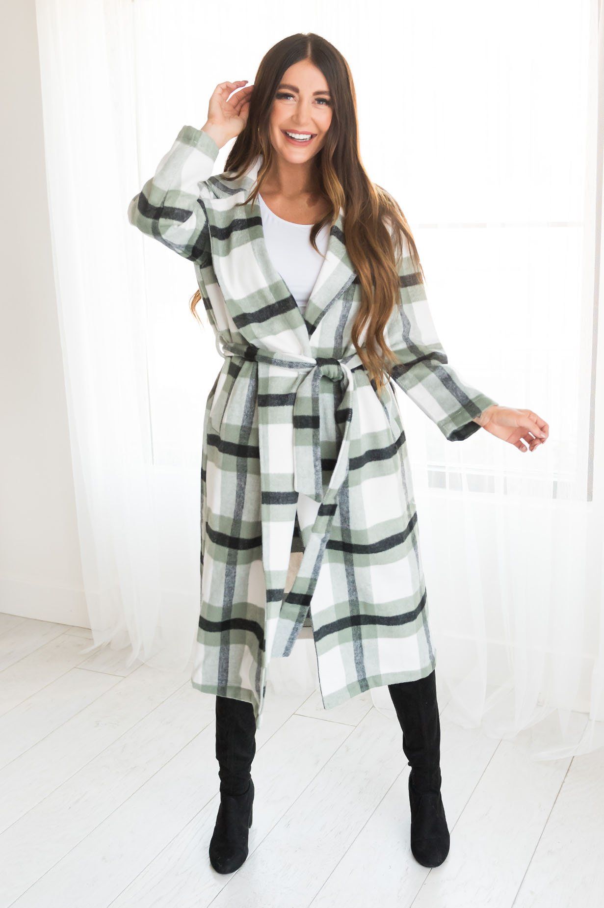 Pretty In Plaid Modest Coat