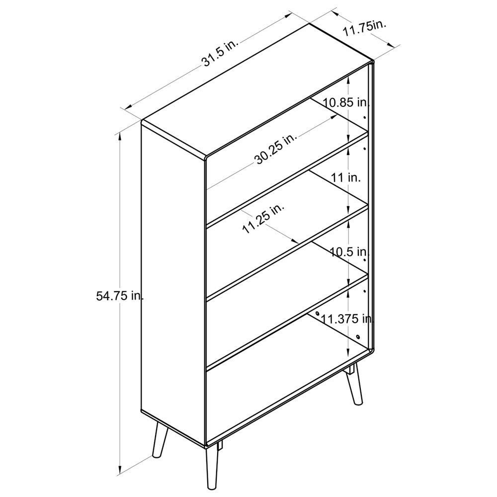 The Novogratz Brittany Walnut 4 Shelf Bookcase