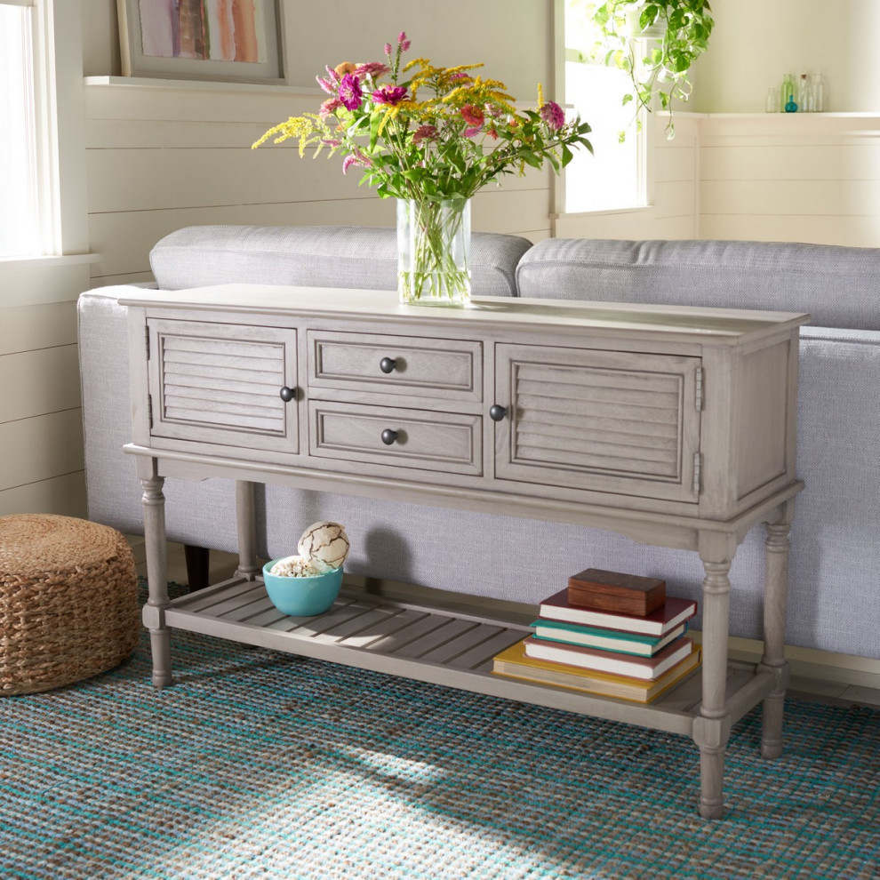 Piper 2 Drawer 2 Door Console Table Greige   Modern   Console Tables   by Virgil Stanis Design  Houzz