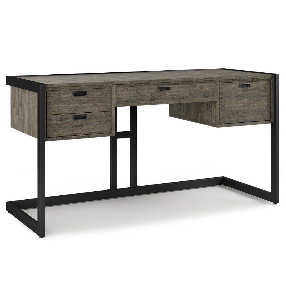 WYNDENHALL Arley SOLID ACACIA WOOD Modern Industrial 60 inch Wide Desk in Weathered Grey