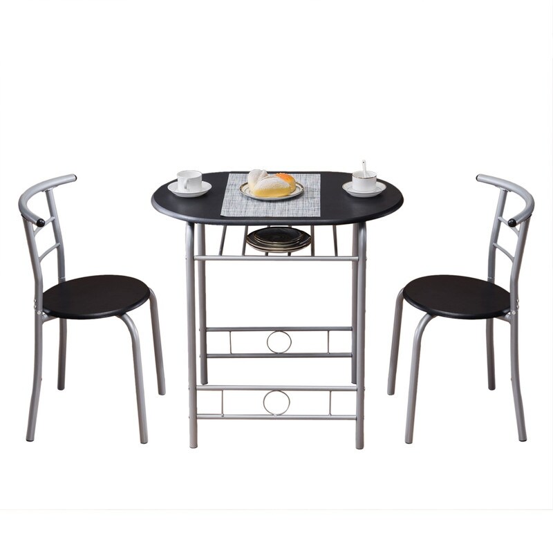 Breakfast Black Bar Table Contemporary 3 piece Set