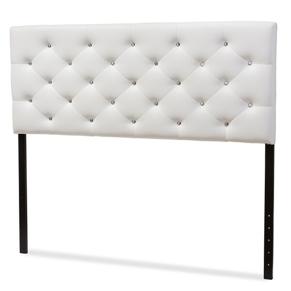 Viviana Modern and Contemporary White Faux Leather Upholstered Button-tufted Queen Size Headboard - - 35413338