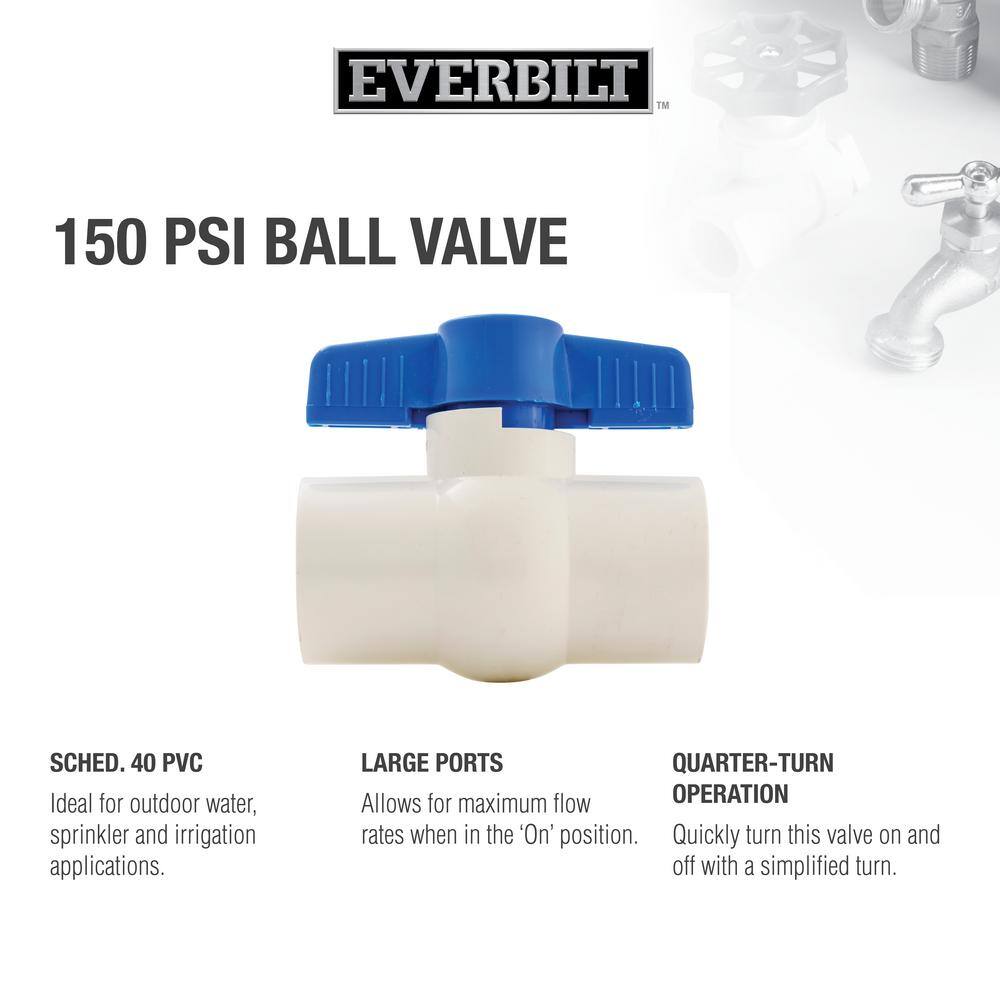 Everbilt 1-14 in. PVC FIP x FIP Schedule 40 Ball Valve 107-136EB