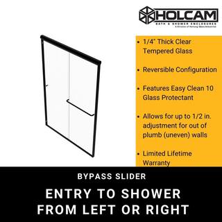 Holcam Distinctive 60 in. W x 58.5 in. H Semi-Frameless Sliding Tub Door in Oil Rubbed Bronze DTE.ORB.CLR.6058.HS