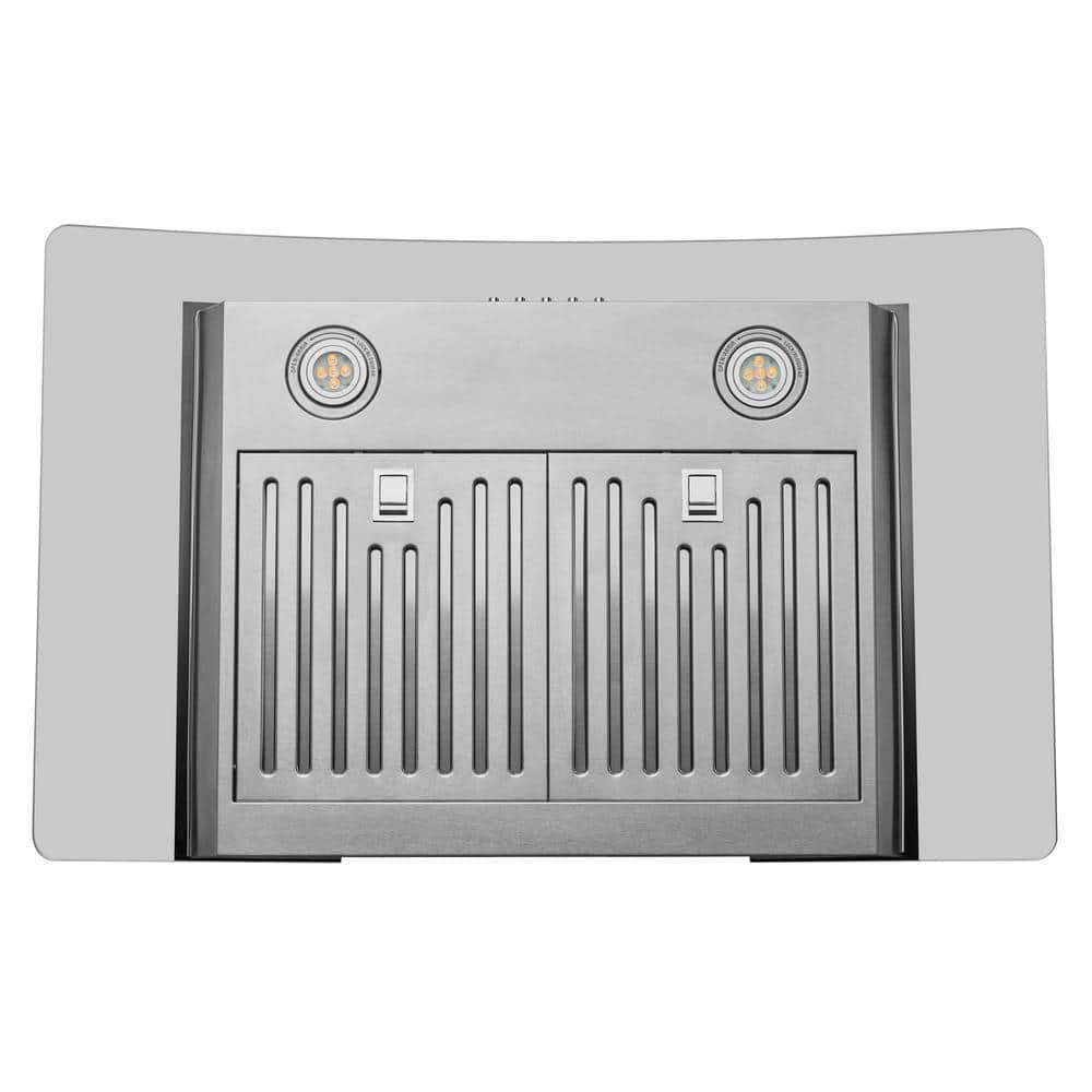 HAUSLANE 30 in Convertible Wall Mount Range Hood with Tempered Glass Changeable LED Baffle Filters in Stainless Steel