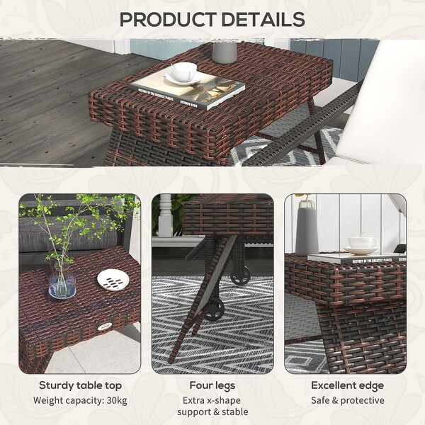 Folding Rattan Side Table