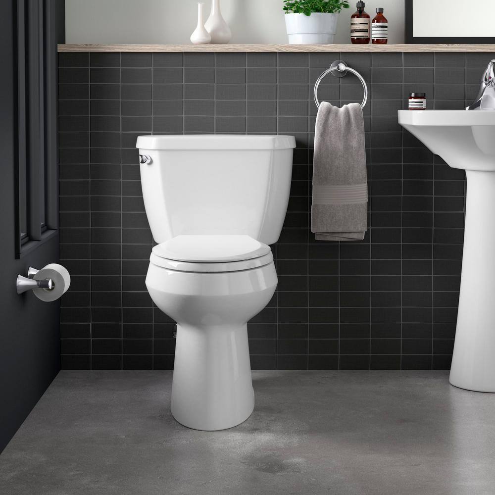 KOHLER Highline Classic 2-piece 1.6 GPF Single Flush Elongated Toilet in White Seat Not Included K-3493-0