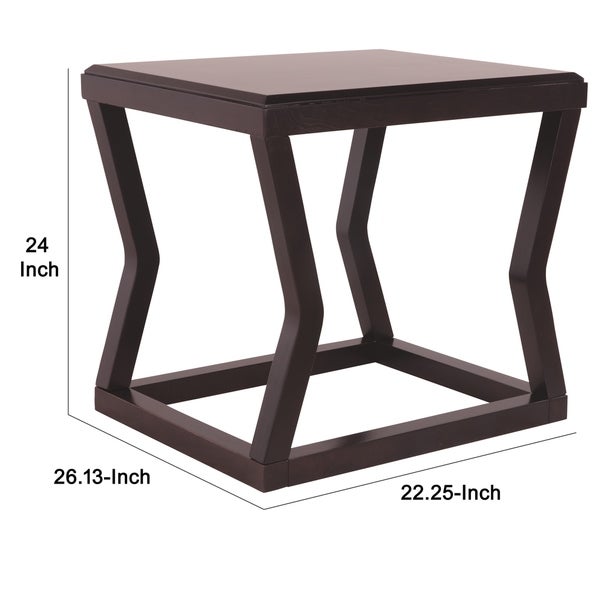 Wooden End Table With Rectangular Top and Sturdy Angular Legs， Brown