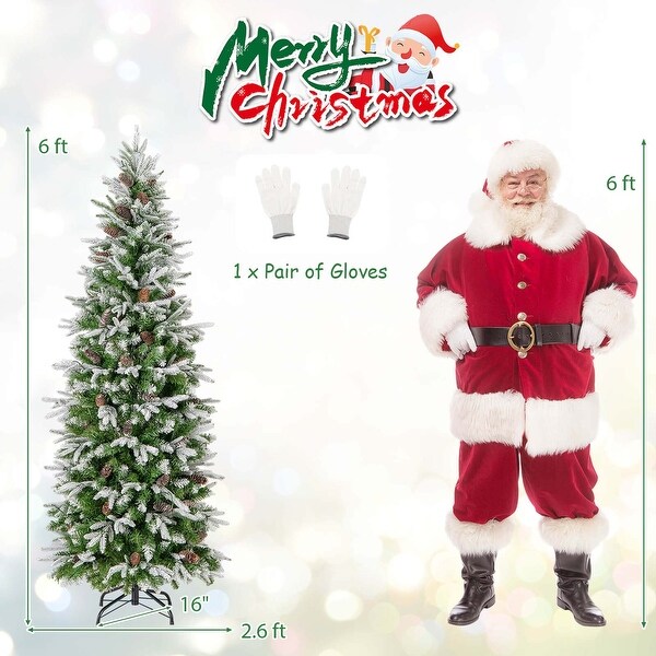 Costway 6/7.5/9 FT Flocked Christmas Tree with 671/913/1310 PE PVC