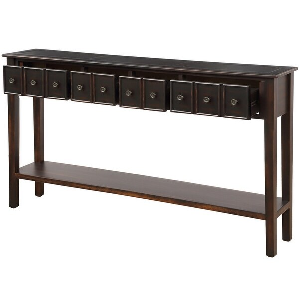 Rustic Entryway Console Table，Long Sideboard with DrawersandBottom Shelf