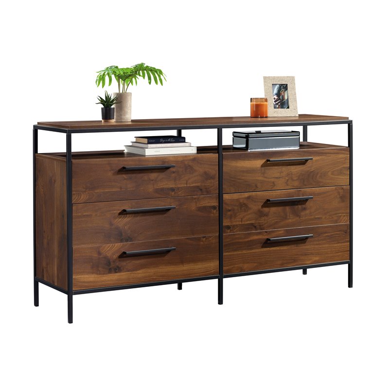 Sauder Nova Loft Engineered Wood Bedroom Dresser in Grand Walnut