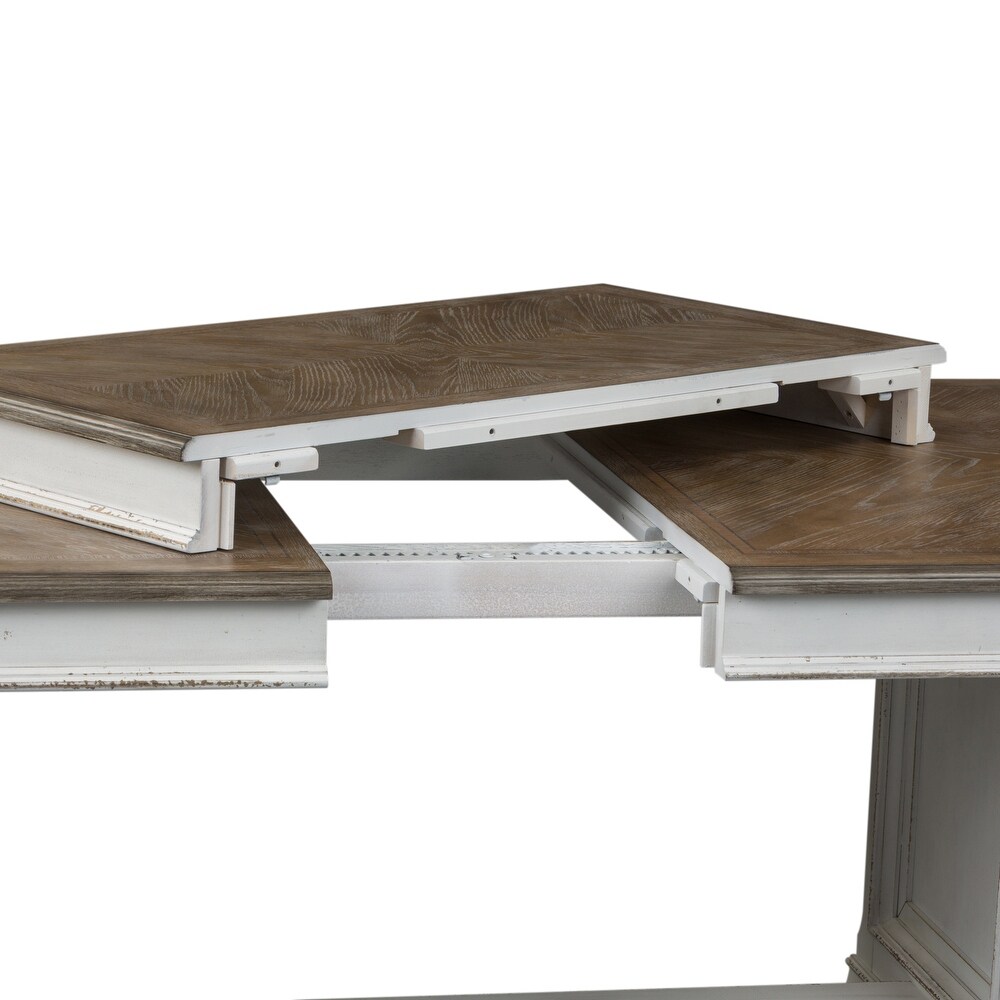 Abbey Park Weathered Brown   Antique White Trestle Table