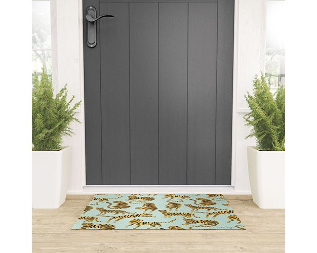 Cat Coquillette Tiger Collection Mint Orange Looped Vinyl Welcome Mat Society6