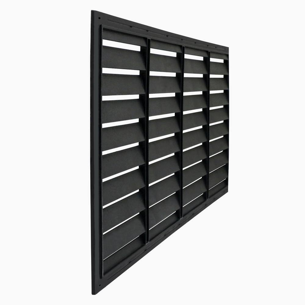 DISTINCT 24 in. x 48 in. Shutter Black Recycled Rubber Decorative Privacy Screen Panel MT5100630