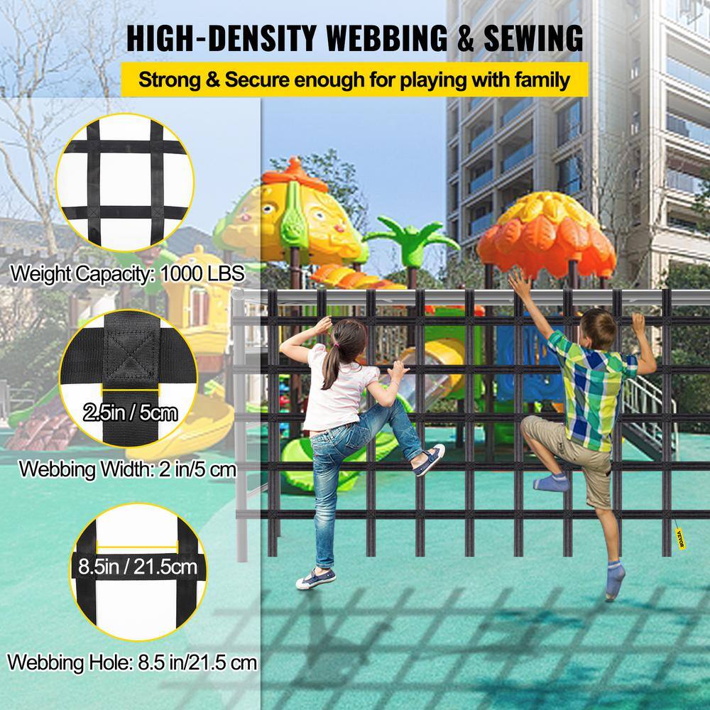 VEVOR Playground Climbing Cargo Net 8 x 4 ft. Safety Net with Polyester Material Rope Ladder for Kids Black PPWHSBDDWC8X4NV4TV0