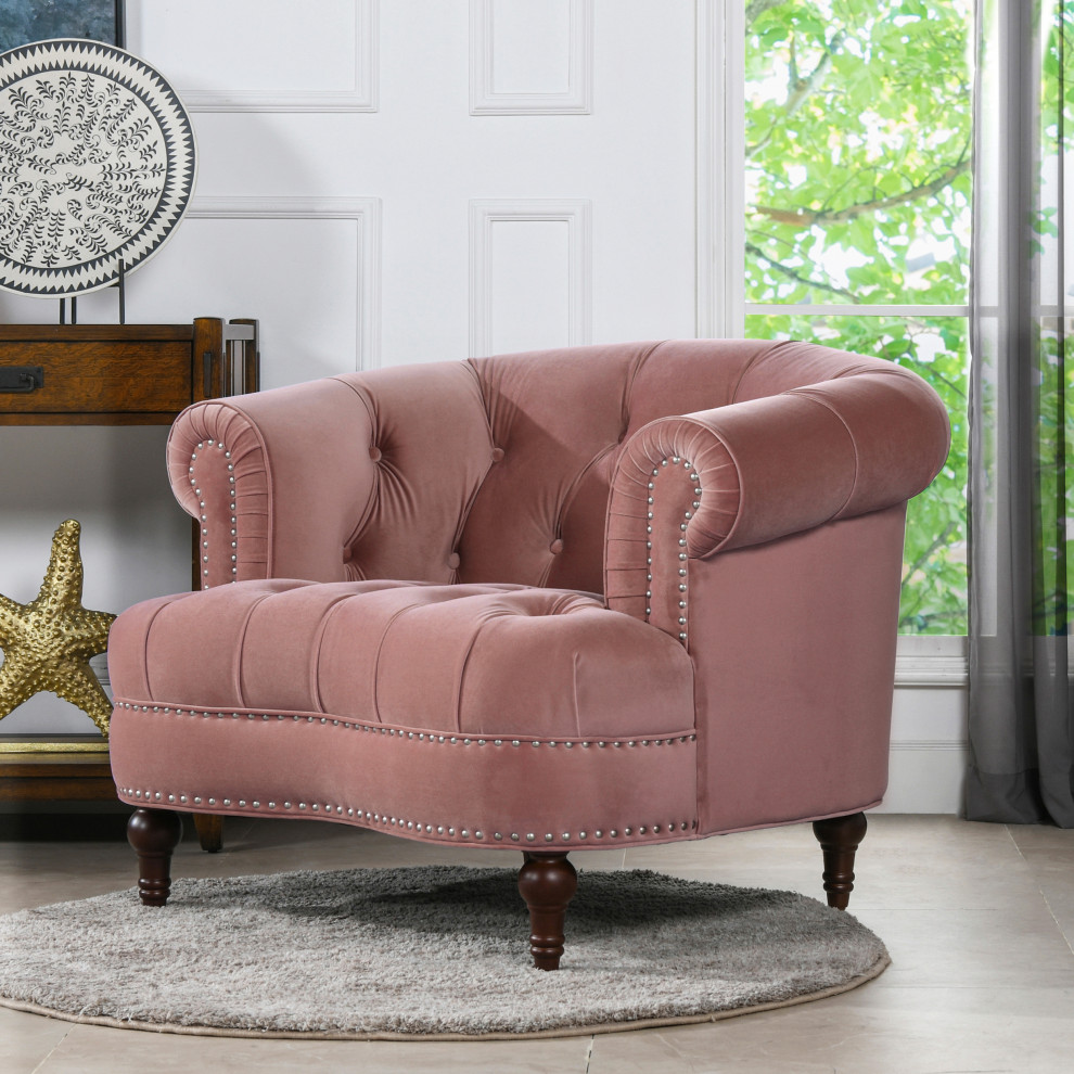 La Rosa 42 quotChesterfield Tufted Accent Chair   Traditional   Armchairs And Accent Chairs   by Jennifer Taylor Home  Houzz