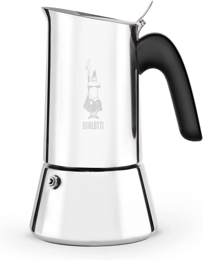 Bialetti - New Venus Induction， Stovetop Coffee Maker， Suitable for all Types of Hobs， Stainless Steel， 10 Cups (15.5 Oz)， Aluminum， Silver