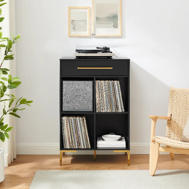 Juno Black Storage Cube Bookcase with Speaker