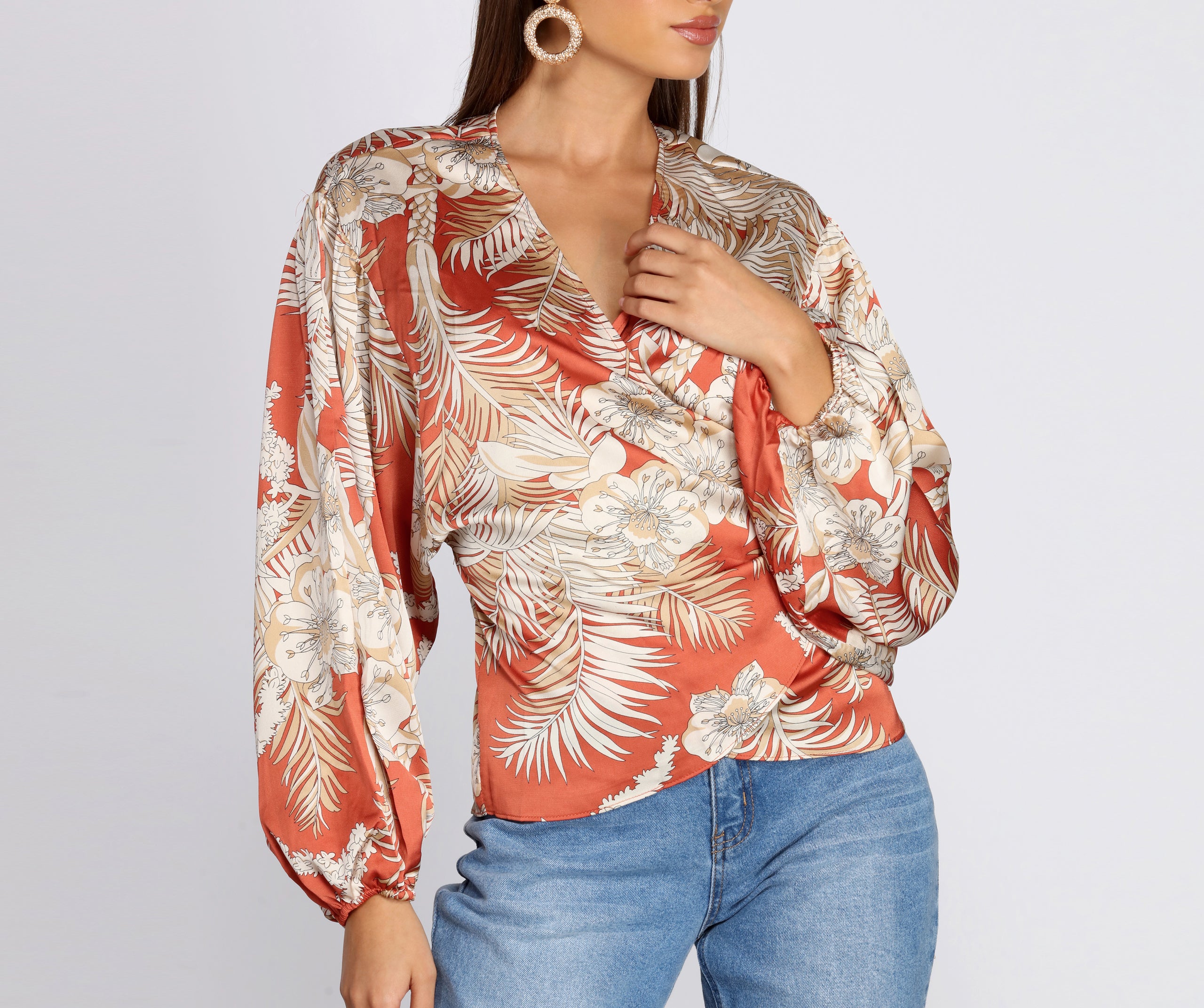 Belted Wrap Front Blouse