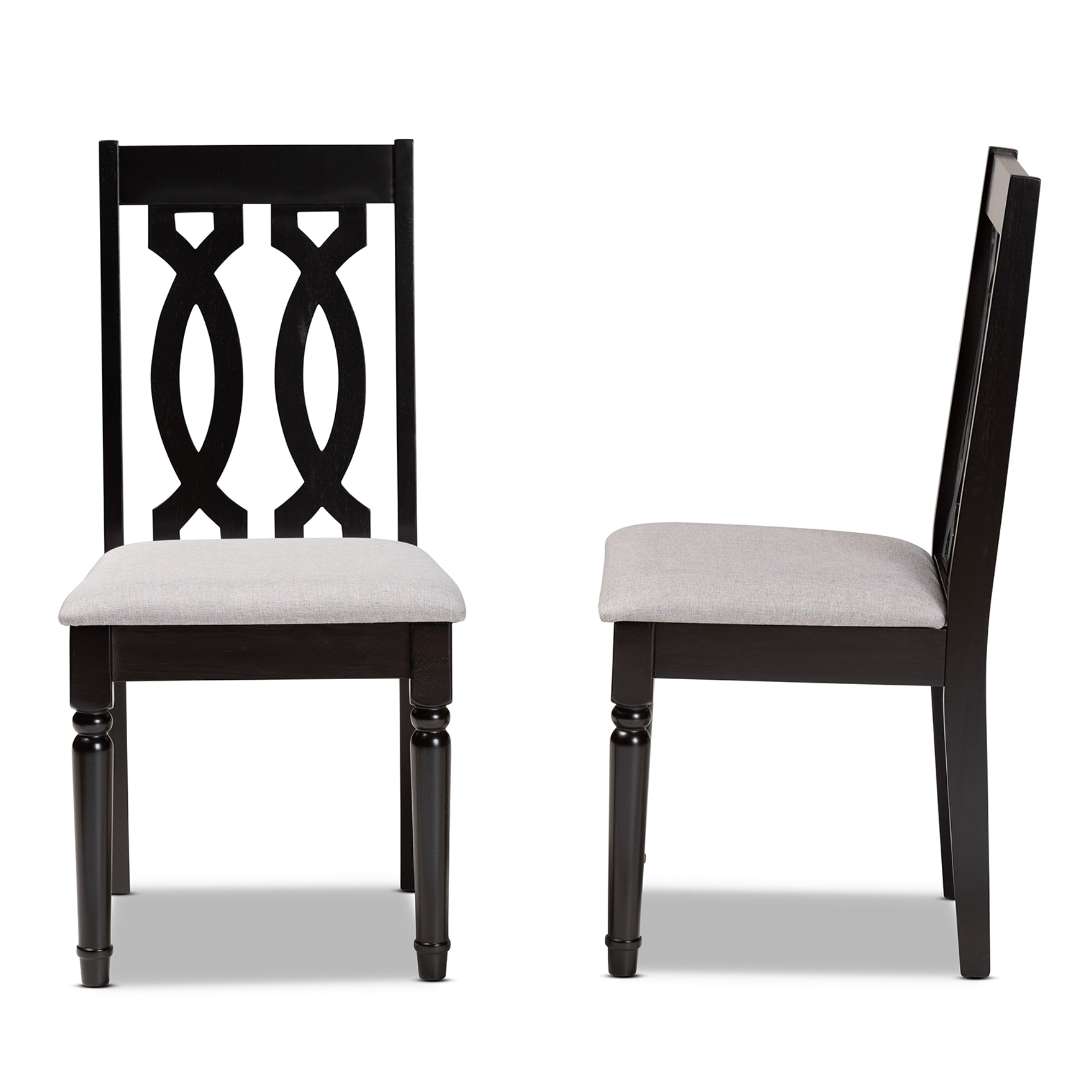 Baxton Studio Cherese Dining Chair， Set of 2， Grey and Dark Brown