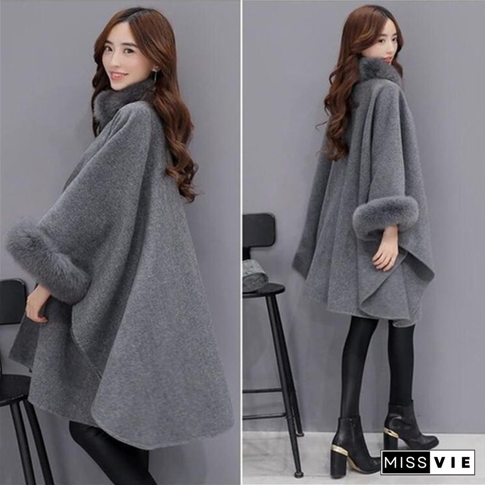 Winter Womens Parka Casual Coat Women Fur Coats Woman Clothes Cloak Shawl Jacket