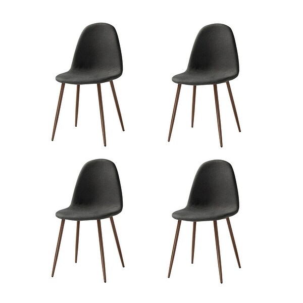 Sjaelland Contemporary Upholstery Dining Chair with Metal Legs Set of 4 by HULALA HOME