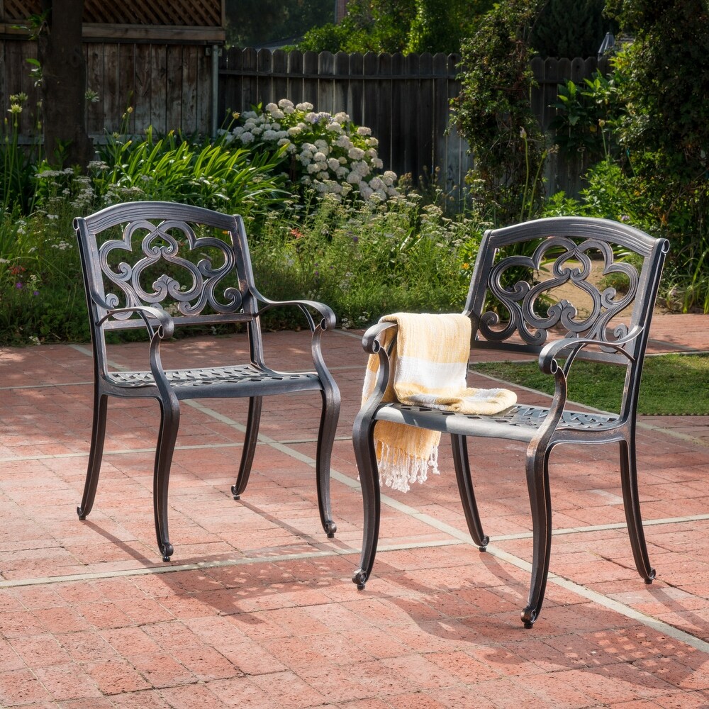 Abigal Outdoor Copper Cast Cast Aluminum Rustic Dining Set by Christopher Knight Home