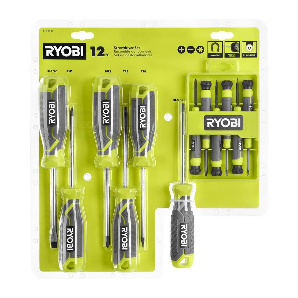 RYOBI Screwdriver Set (12-Piece) with Cushion Grip Handles RHSDS04