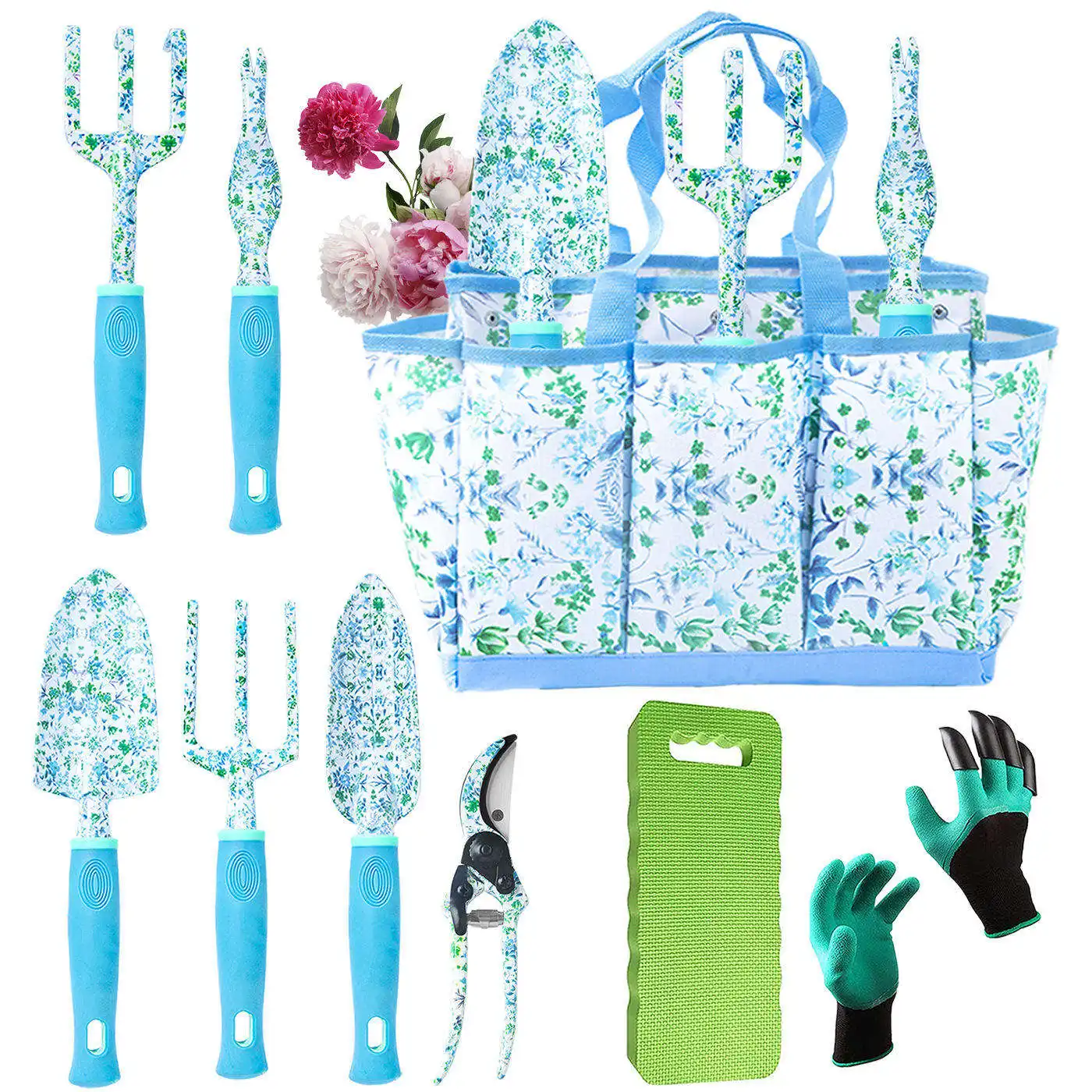 Perfactool Aluminum alloy printed gift garden tools 6PCS garden tool set Garden Hand Tools Set for Transplanter and Cultivator