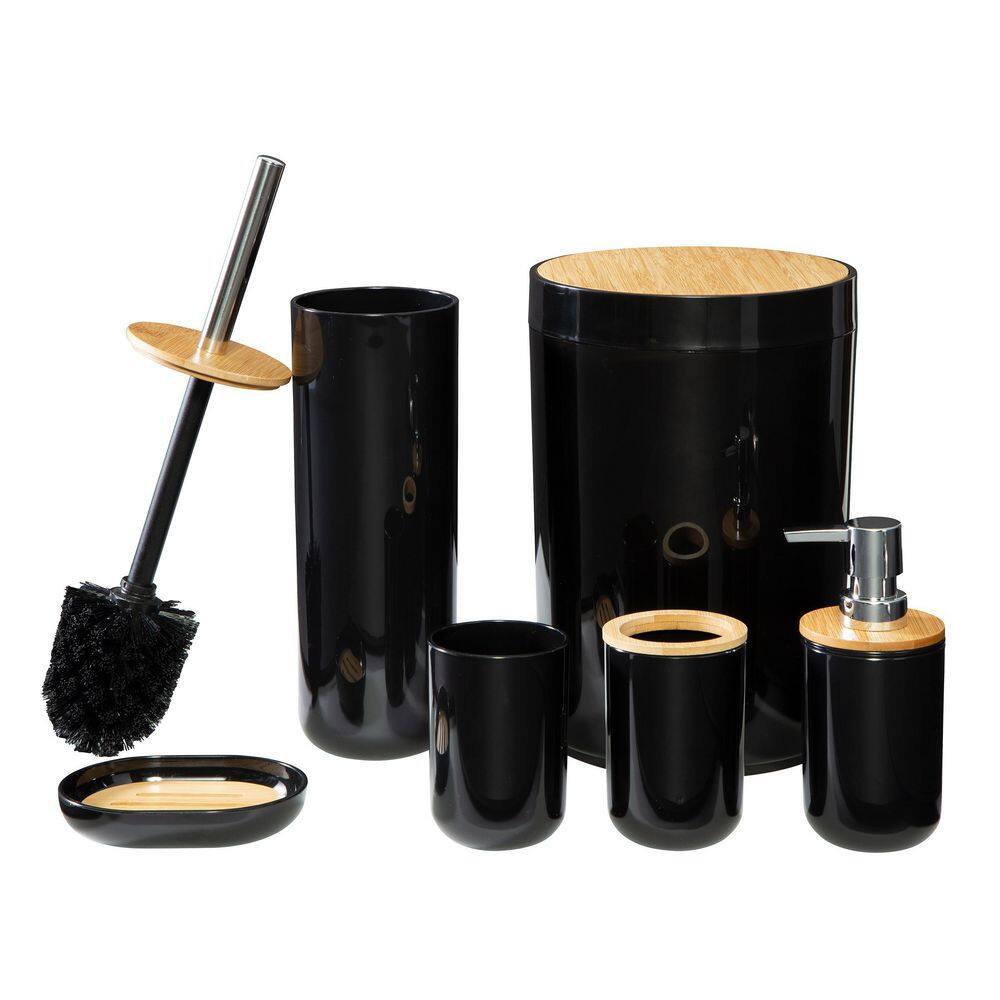 Home-Complete 6-Piece Bathroom Accessories Set Complete Set in Black ST-BATH1-BLK