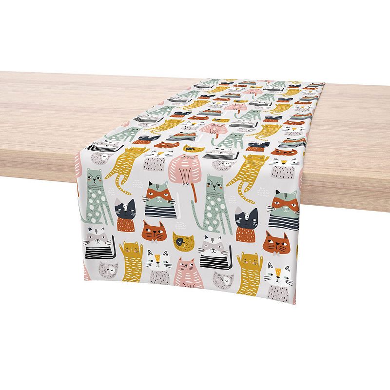 Table Runner， 100% Cotton， 16x72， Cats with Attitude