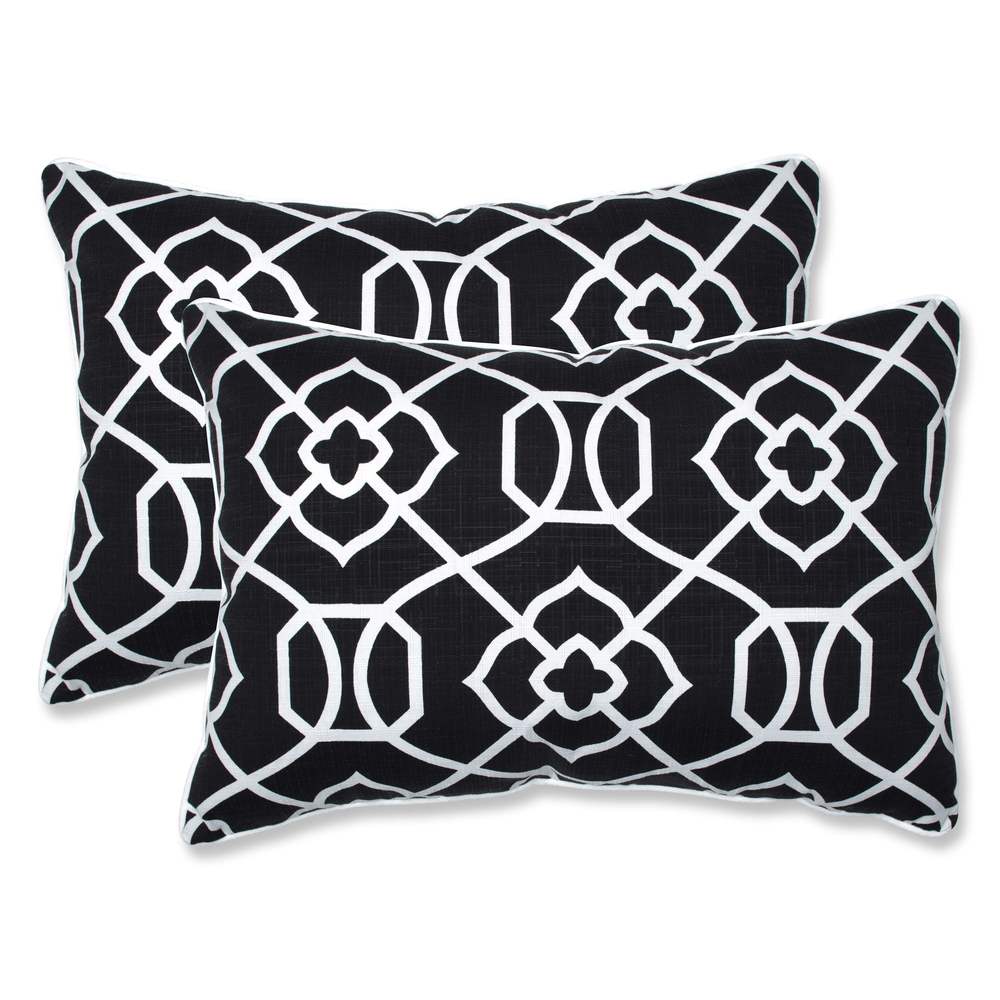 Pillow Perfect Outdoor/ Indoor Kirkland Black Rectangular Throw Pillow (Set of 2)