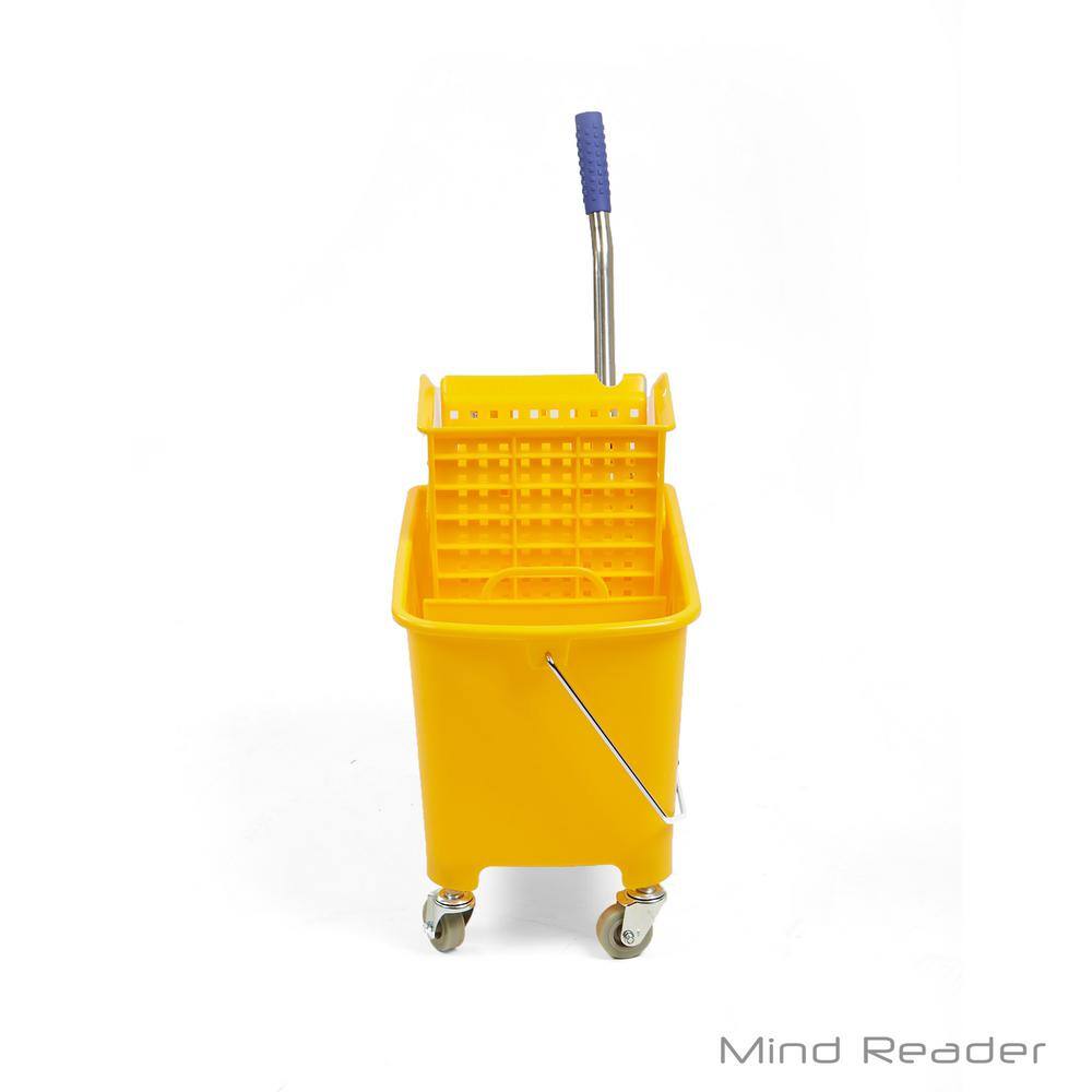 Mind Reader Mobile Heavy Duty Mop Bucket with Down Press Wringer 5.5 gal. Capacity Yellow MOPT20-YLW