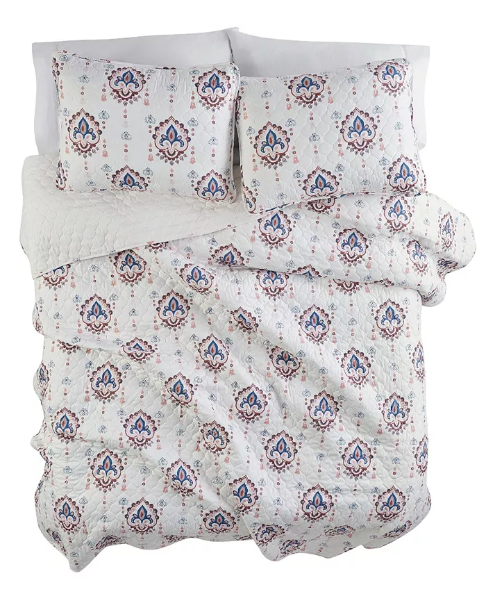 Lucky Brand Paisley Ikat 3 Piece Quilt Set， Queen