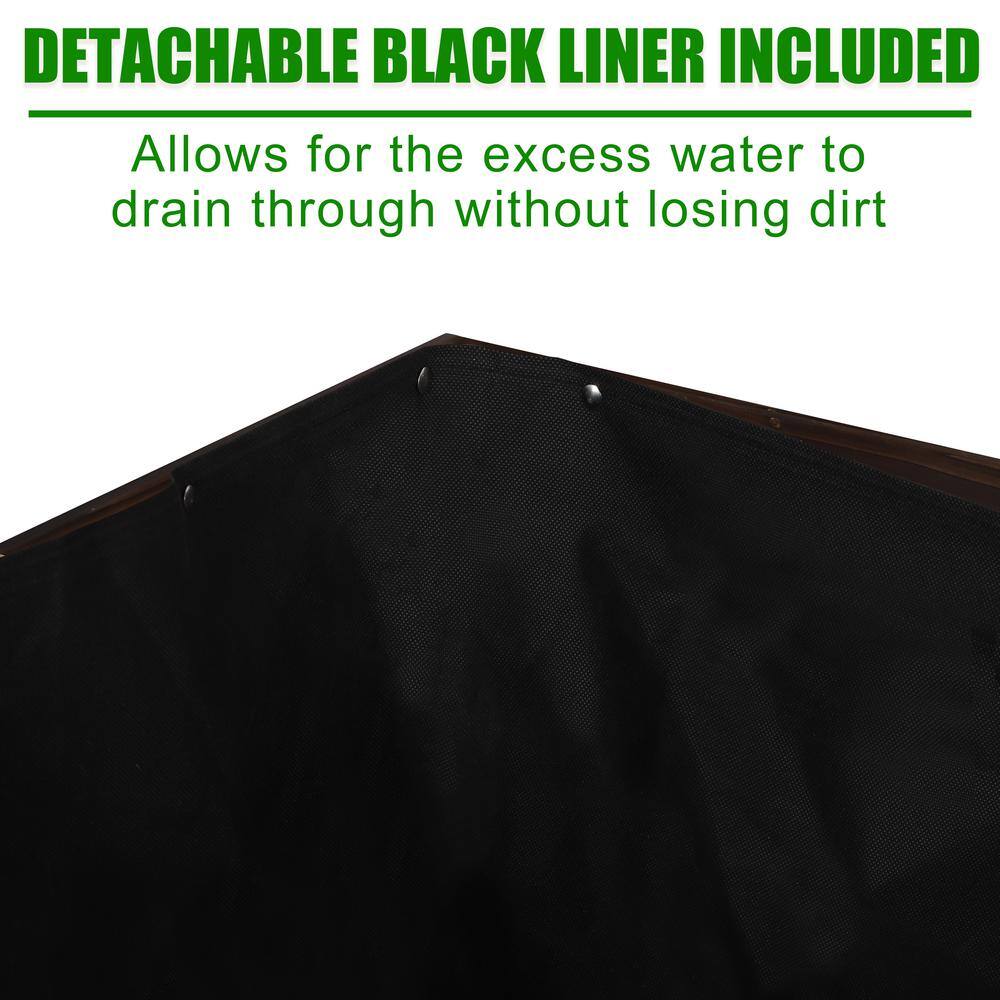VEIKOUS 70 in. L Carbonized Oversized Wooden Raised Garden Bed With Funnel Design and Liner PG0102-05RT-2