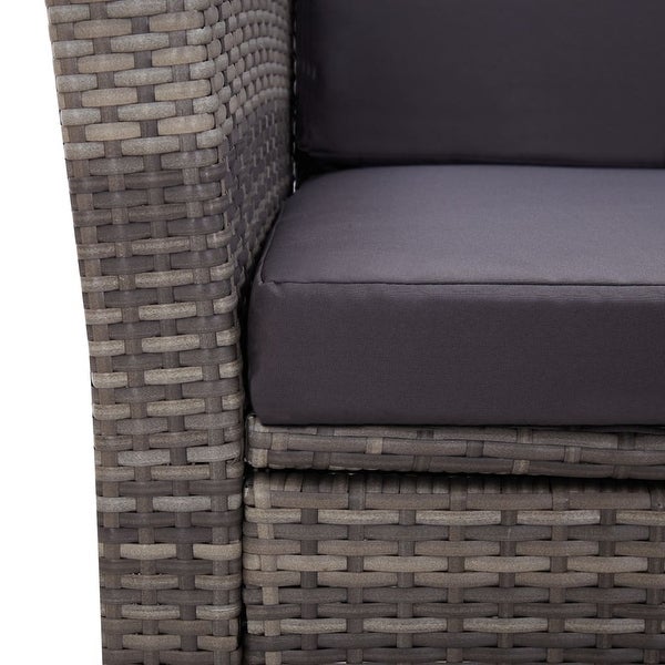 4 Piece Patio Lounge Set with Cushions Poly Rattan Gray - Overstock - 36363827