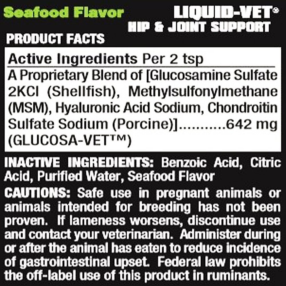 Liquid-Vet Hip and Joint Support Seafood Flavor Cat Supplement， 8-oz bottle