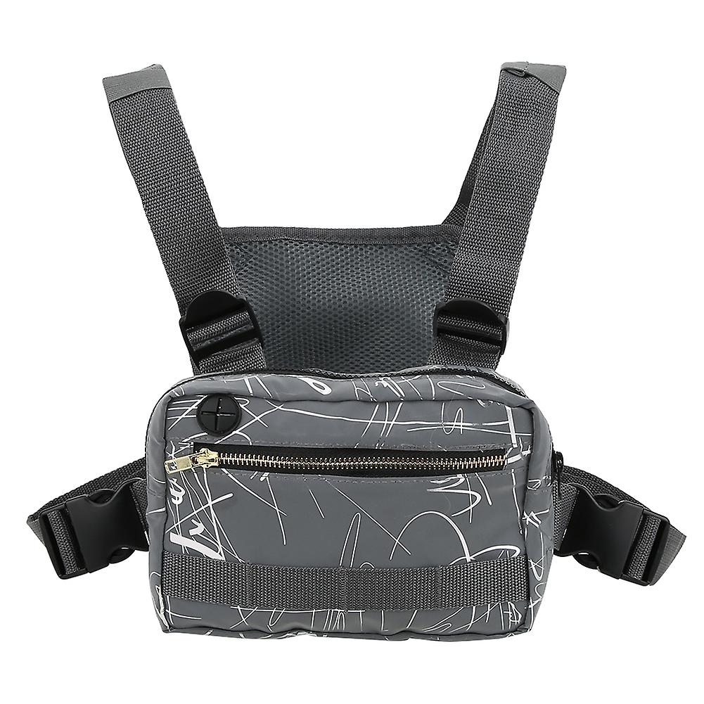 600d Oxford Nylon Cloth Gray Stripe Reflective Outdoor Sports Chest Bag Portable Storage Pouchgray Stripe