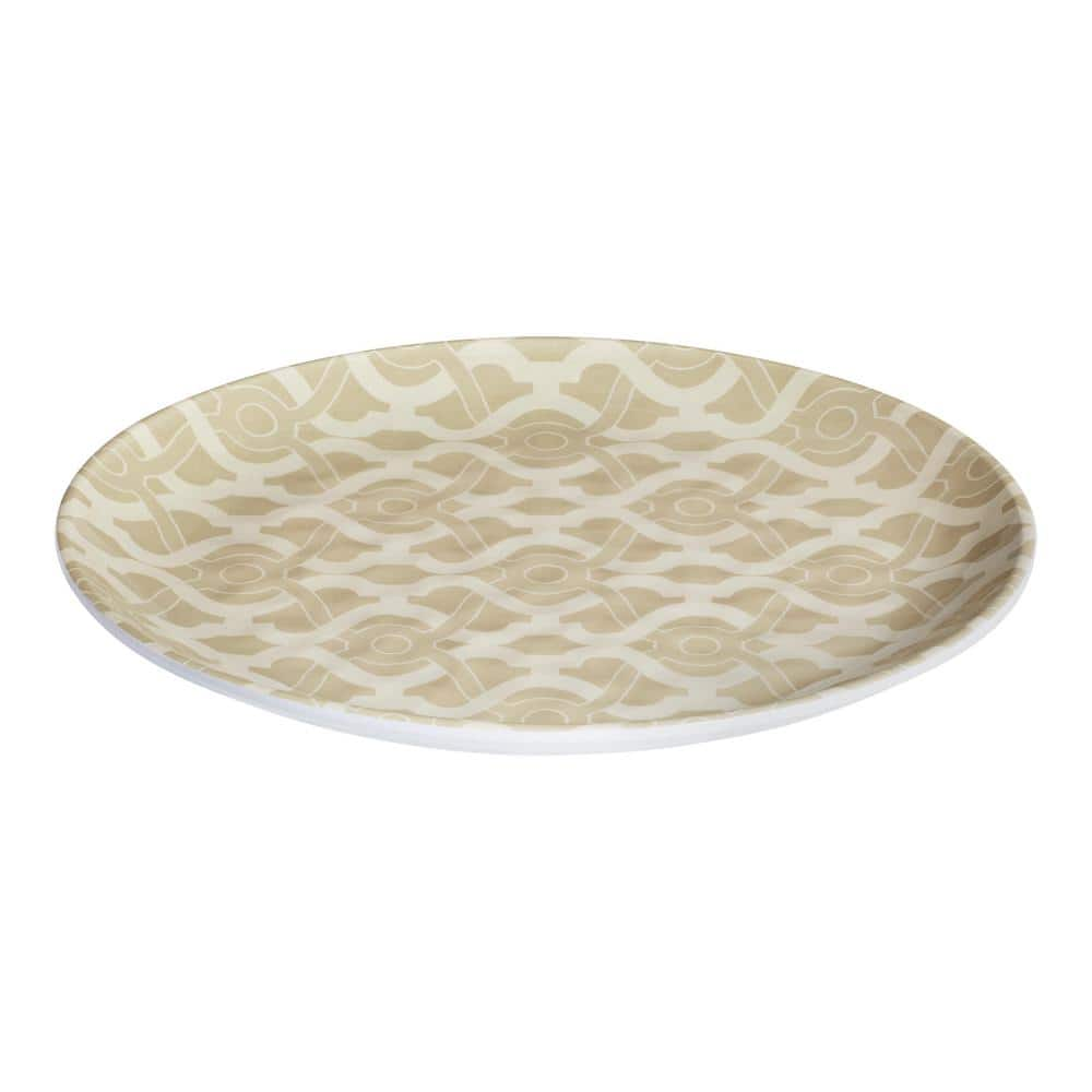 StyleWell Taryn Melamine Accent Plates in Khaki Trellis (Set of 6) NN0479KTL