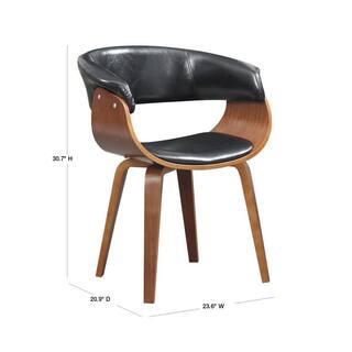 AC Pacific Wood and Black Faux Leather Mid-Century 18- in. Seat Height Dining Chair D-007-BLACK