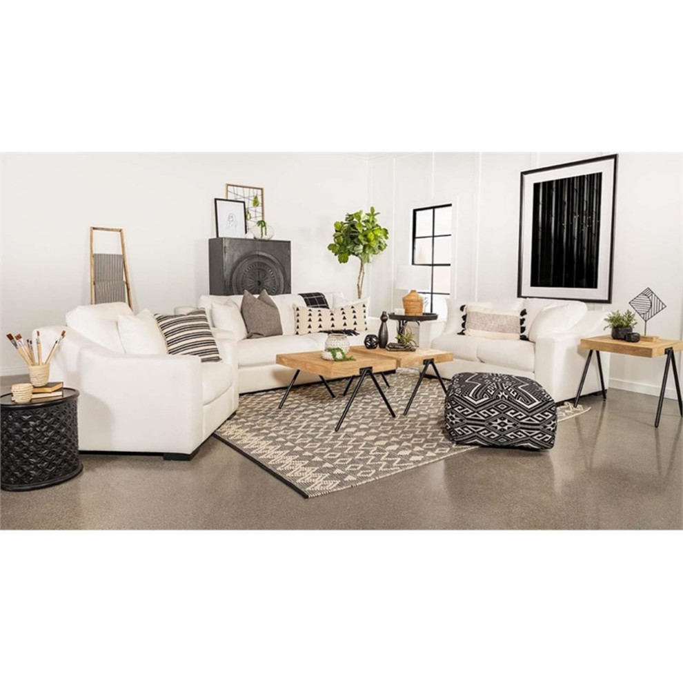 Coaster Ashlyn Transitional Upholstered Fabric Sofa with Sloped Arms in White   Transitional   Sofas   by Homesquare  Houzz