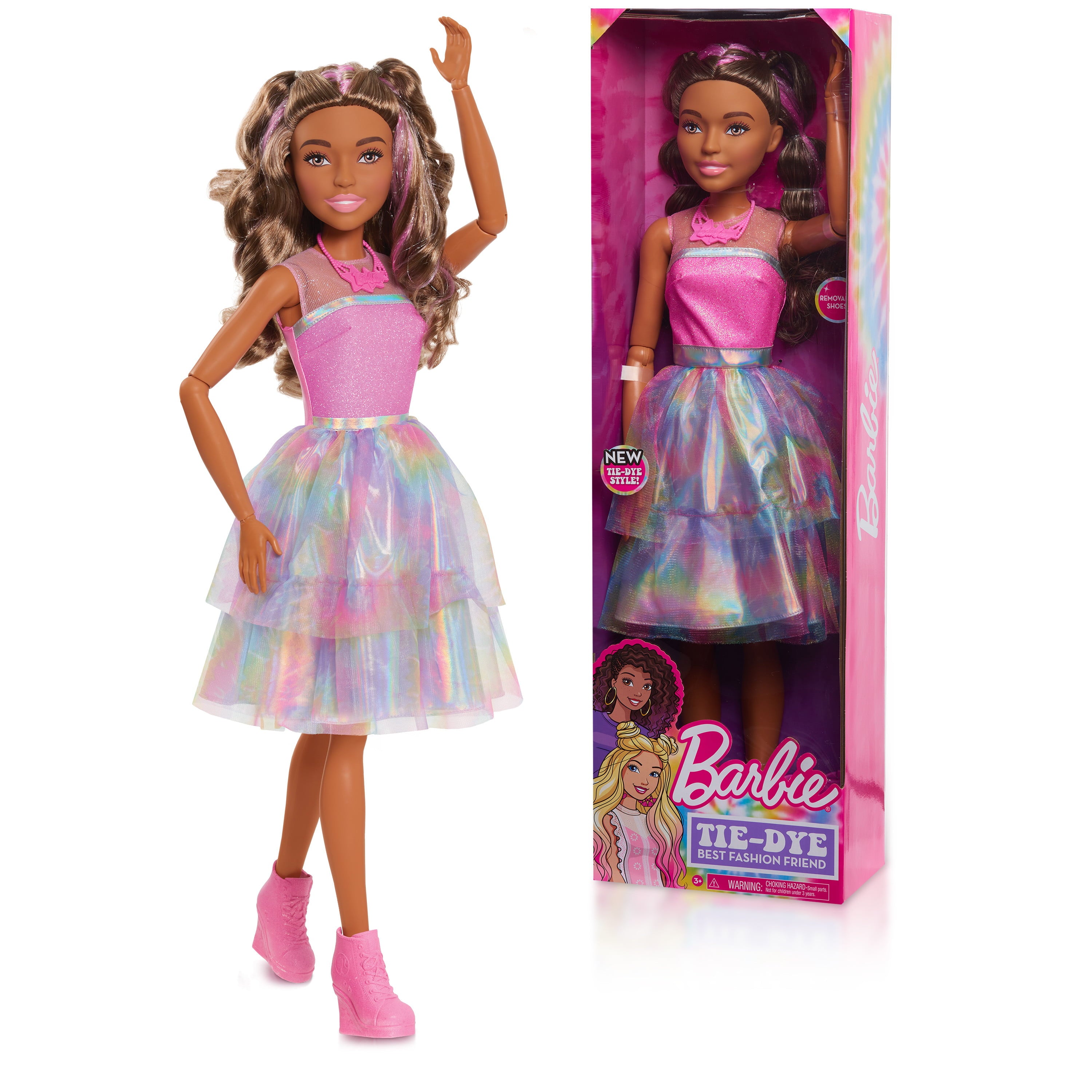 Barbie 28-Inch Tie Dye Style Best Fashion Friend, Brown Hair,  Kids Toys for Ages 3 Up, Gifts and Presents