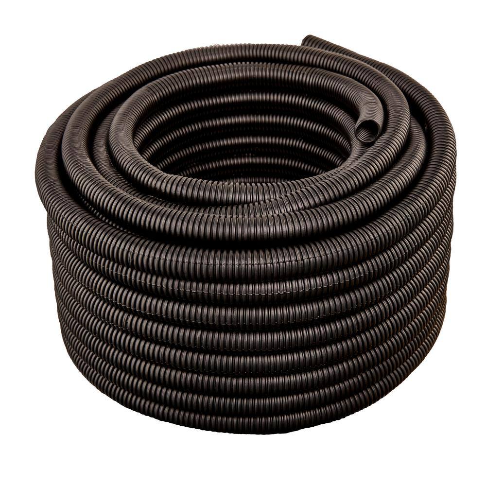 HYDROMAXX 2 in. Dia x 100 ft. Black Flexible Corrugated Polyethylene Split Tubing and Convoluted Wire Loom BLS0200100