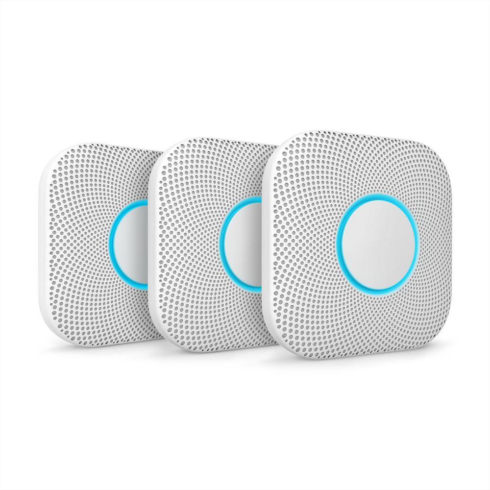 Google Nest Protect - Smoke Alarm and Carbon Monoxide Detector - Battery Operated - 3 Pack GA03702