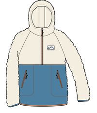 Maine 2.0 Colour Block 1/2 Zip Recycled Sherpa Fleece - Atlantic Blue