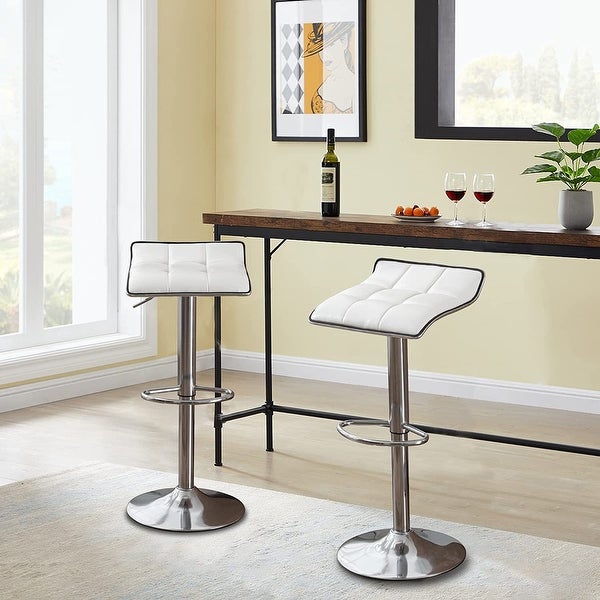 Square Backless Swivel Bar Stools with Metal Base